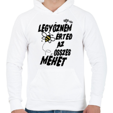 PRINTFASHION Legyőzném érted az összes méhet - páros minta - Férfi kapucnis pulóver - Fehér