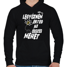 PRINTFASHION Legyőzném érted az összes méhet - páros minta - Férfi kapucnis pulóver - Fekete