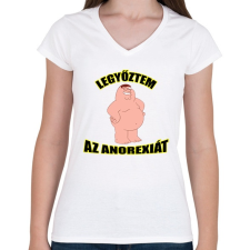 PRINTFASHION Legyőztem az anorexiát - Női V-nyakú póló - Fehér női póló