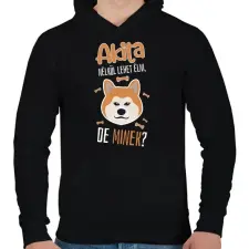 PRINTFASHION Lehet élni, de minek? - Akita - Férfi kapucnis pulóver - Fekete férfi pulóver, kardigán
