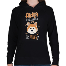 PRINTFASHION Lehet élni, de minek? - Akita - Női kapucnis pulóver - Fekete női pulóver, kardigán