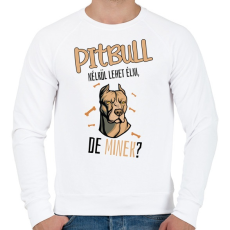 PRINTFASHION Lehet élni, de minek? - Pitbull - Férfi pulóver - Fehér