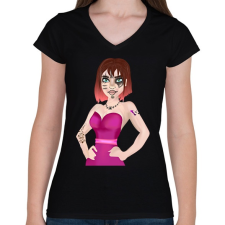 PRINTFASHION Lehetsz egyedi! - Női V-nyakú póló - Fekete női póló