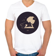 PRINTFASHION Leo - Oroszlán - Férfi V-nyakú póló - Fehér