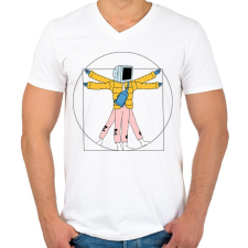 PRINTFASHION Leonardo napjainkban - Férfi V-nyakú póló - Fehér férfi póló