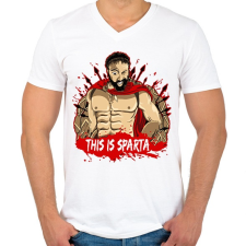 PRINTFASHION Leonidasz - Férfi V-nyakú póló - Fehér férfi póló