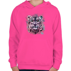 PRINTFASHION leopard absztrakt - Gyerek kapucnis pulóver - Fukszia