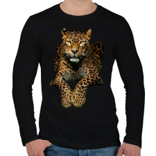 PRINTFASHION leopárd - Férfi hosszú ujjú póló - Fekete férfi póló