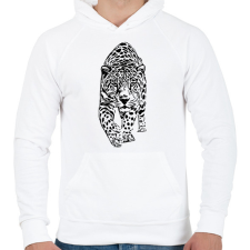 PRINTFASHION leopárd - Férfi kapucnis pulóver - Fehér férfi pulóver, kardigán