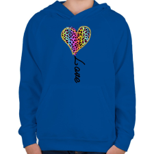 PRINTFASHION Leopárd love - Gyerek kapucnis pulóver - Királykék gyerek pulóver, kardigán