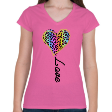 PRINTFASHION Leopárd love - Női V-nyakú póló - Rózsaszín női póló