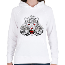 PRINTFASHION leopard - Női kapucnis pulóver - Fehér női pulóver, kardigán