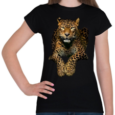 PRINTFASHION leopárd - Női póló - Fekete női póló