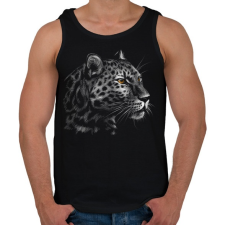 PRINTFASHION Leopárd portré - Férfi atléta - Fekete atléta, trikó