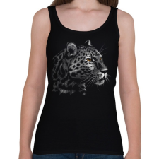 PRINTFASHION Leopárd portré - Női atléta - Fekete női trikó