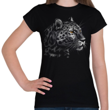PRINTFASHION Leopárd portré - Női póló - Fekete női póló