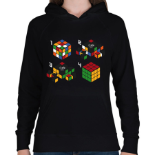 PRINTFASHION Lépések a kirakáshoz - Női kapucnis pulóver - Fekete női pulóver, kardigán