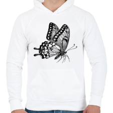 PRINTFASHION Lepke / Pillangó rajz - Férfi kapucnis pulóver - Fehér férfi pulóver, kardigán