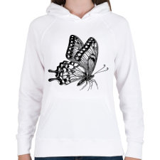 PRINTFASHION Lepke / Pillangó rajz - Női kapucnis pulóver - Fehér női pulóver, kardigán