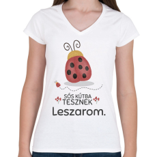 PRINTFASHION Leszarom - Női V-nyakú póló - Fehér