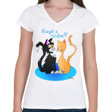 PRINTFASHION Leszel a cicám? - Női V-nyakú póló - Fehér női póló