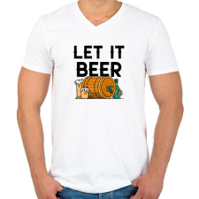 PRINTFASHION LET IT BEER - Férfi V-nyakú póló - Fehér férfi póló