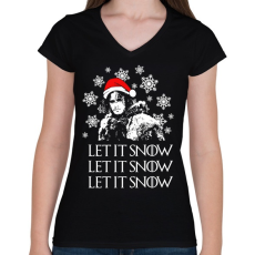 PRINTFASHION LET IT SNOW - Női V-nyakú póló - Fekete