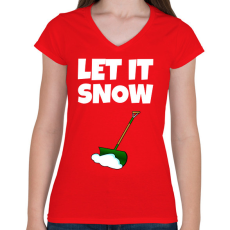 PRINTFASHION LET IT SNOW  - Női V-nyakú póló - Piros