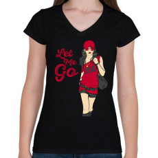 PRINTFASHION Let Me Go - Női V-nyakú póló - Fekete