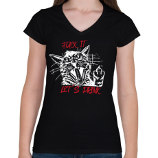 PRINTFASHION Let's drink - Punk - Női V-nyakú póló - Fekete