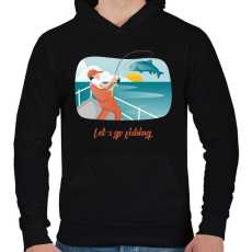 PRINTFASHION Let's go fishing - Férfi kapucnis pulóver - Fekete