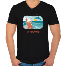 PRINTFASHION Let's go fishing - Férfi V-nyakú póló - Fekete férfi póló