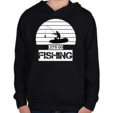 PRINTFASHION Let's go fishing  - Gyerek kapucnis pulóver - Fekete gyerek pulóver, kardigán