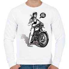 PRINTFASHION Let's ride! - Motoros minta - Férfi pulóver - Fehér