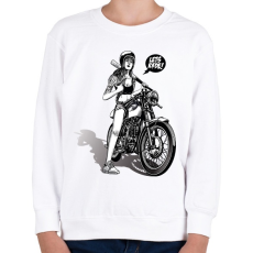 PRINTFASHION Let's ride! - Motoros minta - Gyerek pulóver - Fehér