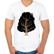 PRINTFASHION Let the tree grow - Férfi V-nyakú póló - Fehér
