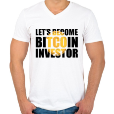PRINTFASHION Lets-become-bitcoin-investor - Férfi V-nyakú póló - Fehér