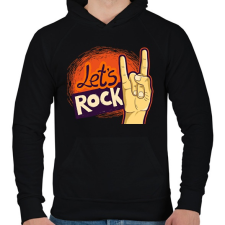 PRINTFASHION lets rock - Férfi kapucnis pulóver - Fekete férfi pulóver, kardigán
