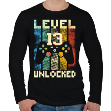 PRINTFASHION Level 13 unlocked születésnapi ajándék - Férfi hosszú ujjú póló - Fekete férfi póló