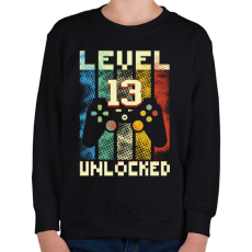PRINTFASHION Level 13 unlocked születésnapi ajándék - Gyerek pulóver - Fekete