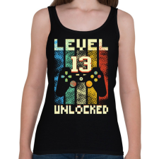 PRINTFASHION Level 13 unlocked születésnapi ajándék - Női atléta - Fekete női trikó