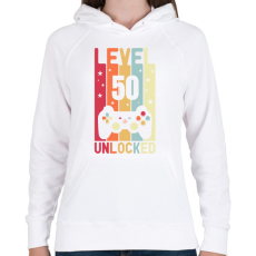PRINTFASHION Level 50 Unlocked-01 - Női kapucnis pulóver - Fehér
