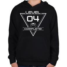 PRINTFASHION level-complete-04-white - Gyerek kapucnis pulóver - Fekete