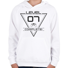 PRINTFASHION level-complete-07-grey - Gyerek kapucnis pulóver - Fehér