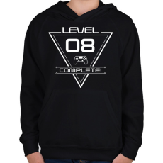 PRINTFASHION level-complete-08-white - Gyerek kapucnis pulóver - Fekete