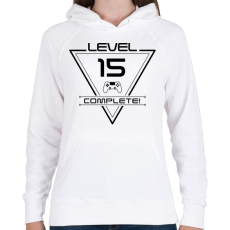 PRINTFASHION level-complete-15-black - Női kapucnis pulóver - Fehér