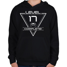 PRINTFASHION level-complete-17-white - Gyerek kapucnis pulóver - Fekete