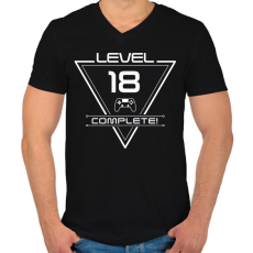 PRINTFASHION level-complete-18-white - Férfi V-nyakú póló - Fekete