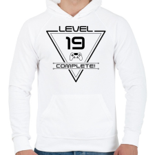 PRINTFASHION level-complete-19-black - Férfi kapucnis pulóver - Fehér férfi pulóver, kardigán