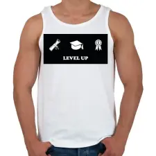 PRINTFASHION Level up - Diplomás minta - Férfi atléta - Fehér atléta, trikó